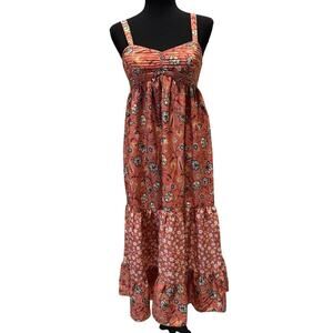 NWT Band of the Free Floral Soft Girl Coral Cottagecore Babydoll Maxi Dress XS